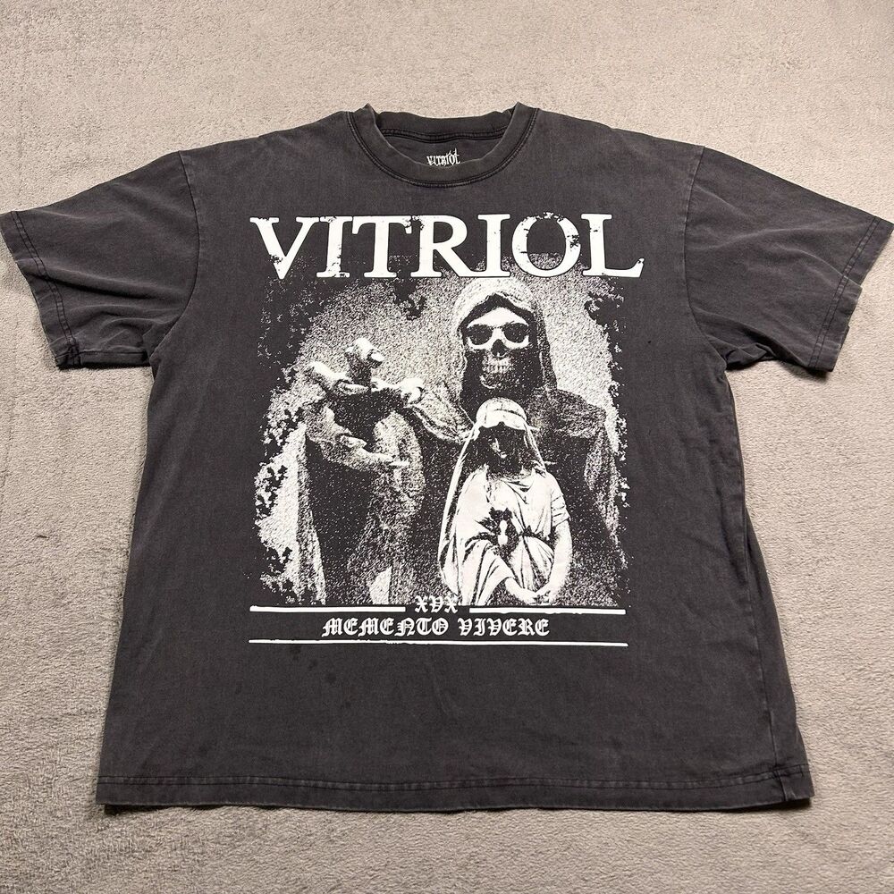 Vitriol Graphic T-Shirt Mens XL Memento Vivere Reaper Grunge Streetwear Skater